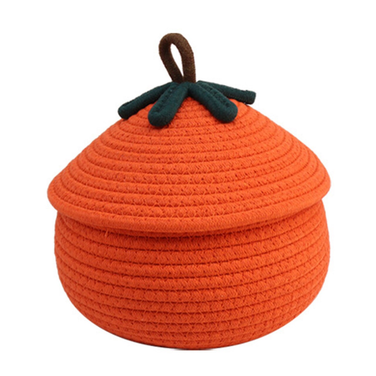 Halloween Woven Pumpkin Basket With Lid Large Capacity Versatile Use Toy Snack Organizer Decorative Candy Basket